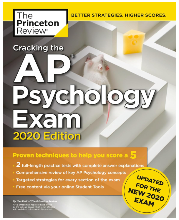 Cover of Cracking the AP Psychology Exam by The Princeton Review, with exam practice and review material

