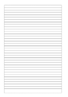Preview of A4 lined paper with black dashed border and standard ruled lines, suitable for display work or journaling
