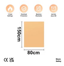 Load image into Gallery viewer, Electric Blanket Heated Underblanket 150 x 80cm &amp; 160 x 140cm, 3 Heat Settings with Timer Overheat Protection Washable
