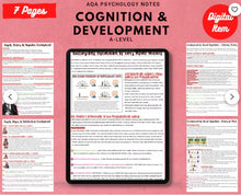 Load image into Gallery viewer, AQA A-level Psychology Notes: COGNITION &amp; DEVELOPMENT printable
