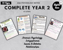 Load image into Gallery viewer, AQA A-level Psychology full condensed notes COMPLETE YEAR 2
