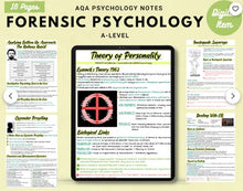 Load image into Gallery viewer, AQA A-level Psychology notes: FORENSIC PSYCHOLOGY white background printable
