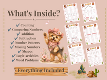 Load image into Gallery viewer, First Grade Math Workbook | 51-Page Maths Worksheets | Addition, Subtraction, Numbers 0–10 &amp; Problem Solving | Ages 6–8

