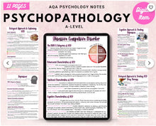 Load image into Gallery viewer, AQA a-level Psychology full condensed notes: PSYCHOPATHOLOGY white background printable
