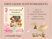 Load image into Gallery viewer, First Grade Math Workbook | 51-Page Maths Worksheets | Addition, Subtraction, Numbers 0–10 &amp; Problem Solving | Ages 6–8
