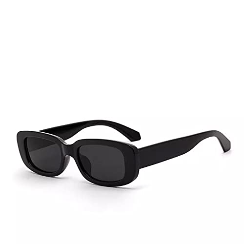 Fashion Retro Y2k Rectangle Sunglasses Shades Sun Glasses Vintage Women UV400 (Black)