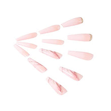 Load image into Gallery viewer, Brishow Coffin False Nails Long Fake Nails Gold Foil Press on Nails Ballerina Acrylic Stick on Nails 24pcs for Women and Girls
