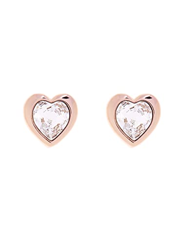 Ted Baker Han Crystal Heart Stud Earrings - Rose Gold or Silver Tone Plated with Crystal (Rose Gold Tone/Crystal)