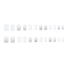 Load image into Gallery viewer, Glossy White Press on Nails 24PCS Bling Silver Glitter False Nails with Rhinestone French Design Nail Art for Women and Girls Party Salon
