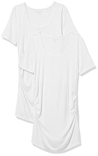Amazon Essentials Maternity 2-pack Short-sleeve Rouched Scoopneck T-shirt, White/White, M