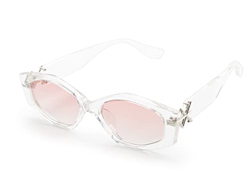 YUKANG Polarised Sunglasses Womens, Trendy Ladies Sunglasses with UV400 Protection Hexagon Womens Sunglasses Clear/Gradient Pink