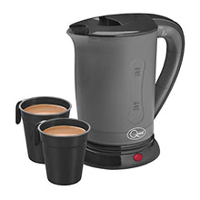 Load image into Gallery viewer, Quest 35690 Compact Travel Kettle / 0.5 litres / 600 Watt / Dual Voltage / Indicator Light / Includes 2 Cups / Black

