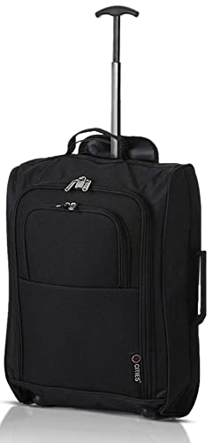 5 Cities Cabin Approved Trolley Bag, Black, 21-Inch / 55cm