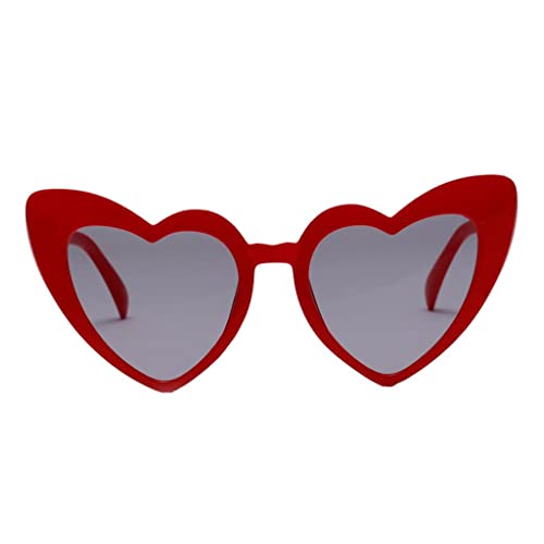 Milageto Heart Shaped Sunglasses Trendy Retro Style Sun Glasses Eyewear Streetwear - Red, 155x145x70mm