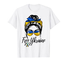 Load image into Gallery viewer, Ukrainian Flag, Ukraine Pride Women Messy Bun Free Ukraine T-Shirt
