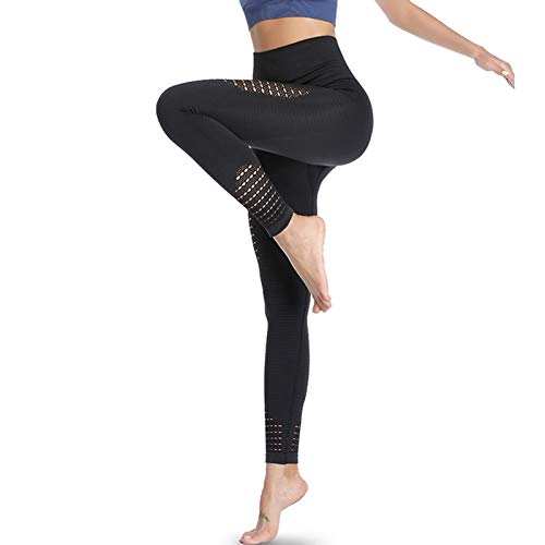 Amazon Brand – Eono Women Gym Leggings High Waist Yoga Pants Seamless Compression Sports Workout Running Large - Black