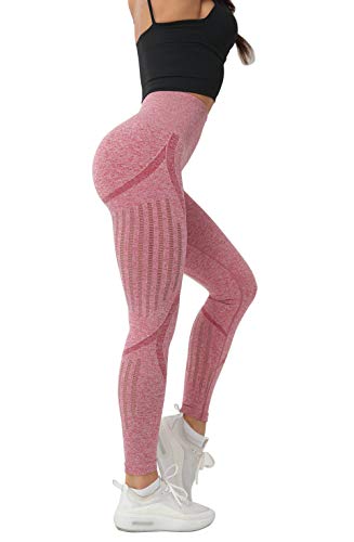 Redqenting Workout Leggings for Women High Waisted Seamless Leggings Tummy Control & Squat Proof Pink