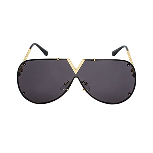 SPUUS Trendy Sunglasses For Men Women,Adult V-Shaped Design Retro Outdoor Glasses, UV400 Eye Protection Frame Eyewear,Great for Driving,City Walking,Outdoor Activites (Gold Black)