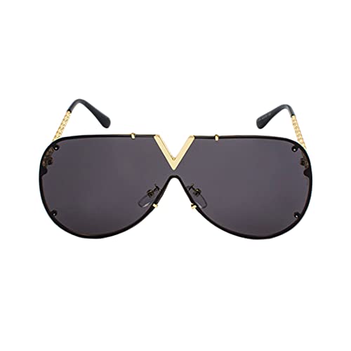 Trendy Sunglasses, Adult V-Shaped Design Decor Outdoor Glasses, UV400 Eye Protection Clothing Accessory (Gold#Black)