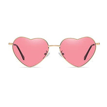 Load image into Gallery viewer, Heart Sunglasses Women Polarized Metal Frame Trendy Cute Heart Shaped Sunglasses UV400 Protection Gold Frame/Pink Lens
