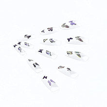 Load image into Gallery viewer, Brishow Coffin False Nails Butterfly Press on Nails White Long Fake Nails Ballerina Acrylic Stick on Nails 24pcs for Women Girls
