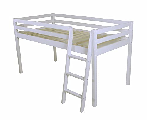 DbHFgjMN BED FRAMES Mid Sleeper Bed,Cabin Bed Mid Sleeper loft Bunk White Frame Childrens Bed 2FT 6