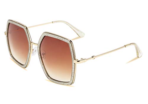 FEISEDY Large Hexagon Inspired Sunglasses for Women Fashion Design Oversized Sunglasses Womens B2503