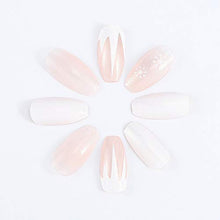 Load image into Gallery viewer, Brishow Coffin False Nails Short Fake Nails Snow Glitter Press on Nails Ballerina Acrylic Stick on Nails 24pcs for Women and Girls
