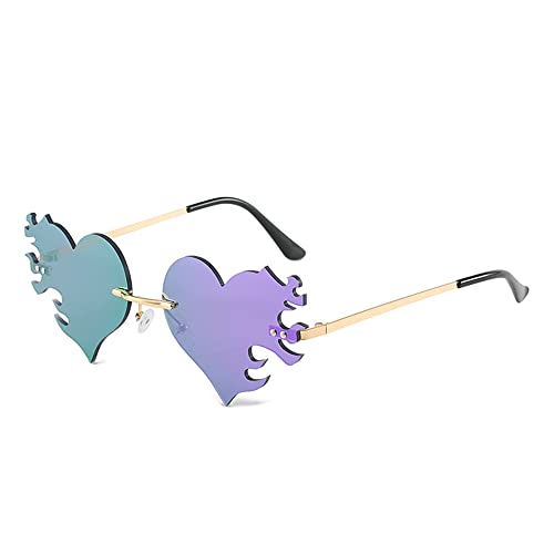Heart Sunglasses for Women, Trendy Rimless Sunglasses UV400 Protection Unique Heart Glasses for Party Favor Costume Accessories(purple)