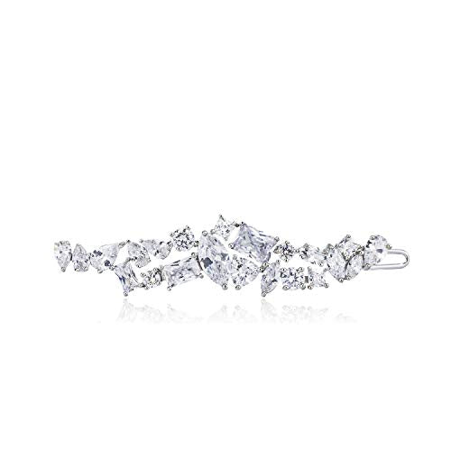QUKE Women's Shiny Cubic Zirconia Crystal Elegant Hair Clips Bridal Wedding Jewellery Hair Clip Hairpin for Women Girls