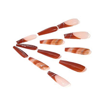 Load image into Gallery viewer, Brishow Coffin False Nails Long Fake Nails Brown Glitter Press on Nails Ballerina Acrylic Stick on Nails 24pcs for Women and Girls
