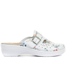 Load image into Gallery viewer, Ladies Clogs in Wider D/E fit from Pavers These Comfortable Clogs for Females Feature Comfort Ideal for Casual wear | FLY29028 | 313 800 - White Floral Size 6 (39)
