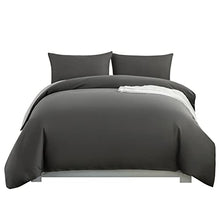 Load image into Gallery viewer, MOHAP Duvet Cover Set 3 PCS Double Plain Brushed Microfiber Bedding Duvet Cover with Pillowcases Dark Grey+Light Grey
