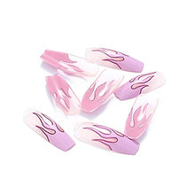 Load image into Gallery viewer, Brishow Coffin False Nails Flame Fake Nails Ballerina Acrylic Press on Nails Full Cover Stick on Nails 24pcs for Women and Girls
