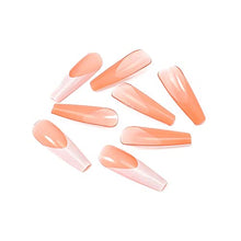 Load image into Gallery viewer, Brishow Coffin False Nails French Long Fake Nails Butterfly Press on Nails Ballerina Acrylic Stick on Nails 24pcs for Women and Girls
