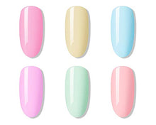 Load image into Gallery viewer, Bluesky Gel Nail Polish Set, Complete Pastel Neon Collection, 6 x 10 ml, Pink, Yellow, Blue, Purple, Green, Peach (Requires Curing Under UV LED Lamp)
