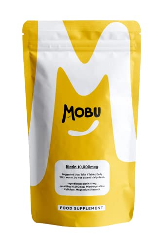 Biotin 10,000mcg | 120 Tablets | Healthy Hair Growth, Nails and Skin | Hair Vitamin | Biotin Supplements | Vegan | GMP Approved | MOBU UK