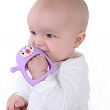 Load image into Gallery viewer, Smily Mia Penguin Buddy Never Drop Silicone Baby Teething Toy for 0-6month Infants, Baby Chew Toys for Sucking Needs, Hand Pacifier for Breast Feeding Babies, Car Seat Toy for New Born,Light Purple
