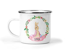 Load image into Gallery viewer, Personalised Easter Bunny Mug with Name, Custom Easter Hot Chocolate Mug, Kids Easter Cup, Easter Gift, Easter Decor, Children's Enamel Mug
