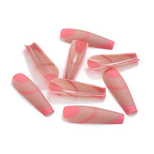 Load image into Gallery viewer, Brishow Coffin False Nails Long Fake Nails Pink French Press on Nails Ballerina Acrylic Stick on Nails Full Cover 24pcs for Women and Girls

