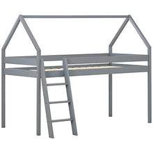 Load image into Gallery viewer, Hommdiy 3FT Treehouse Cabin Bunk Bed Loft Bed for Kids Mid-Sleeper Children Bed with Ladder 90X190CM Gray
