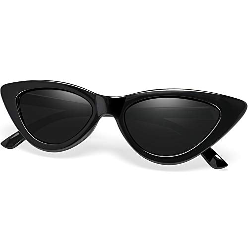Joopin Polarized Cat Eye Sunglasses for round faces for Women, Retro Narrow Pointy Cateye Womens Sun Glasses (Black)