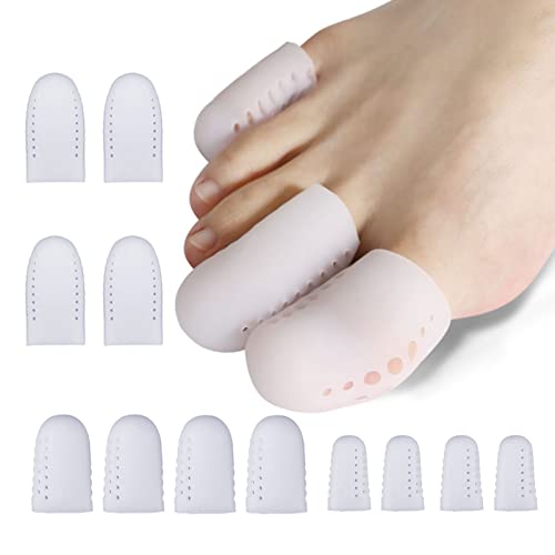 DAILINK Gel Toe Caps - 12 PCS Breathable Toe Protectors Sleeve Bunion Pads Cushion Big Toe Guards - Silicone Toe Covers for Protection of Ingrown Toenails Corns Calluses Blisters