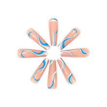 Load image into Gallery viewer, Brishow Coffin False Nails Wavy Lines Press on Nails Long Fake Nails Bellarina Acrylic Stick on Nails 24pcs for Women and Girls
