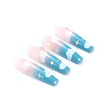 Load image into Gallery viewer, Brishow Coffin False Nails Long Fake Nails Ballerina Acrylic Press on Nails Clouds Stick on Nails 24pcs for Women and Girls
