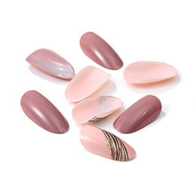 Load image into Gallery viewer, Brishow Coffin False Nails Short Fake Nails Gold Glitter Press on Nails Ballerina Acrylic Full Cover Stick on Nails 24pcs for Women and Girls (b)
