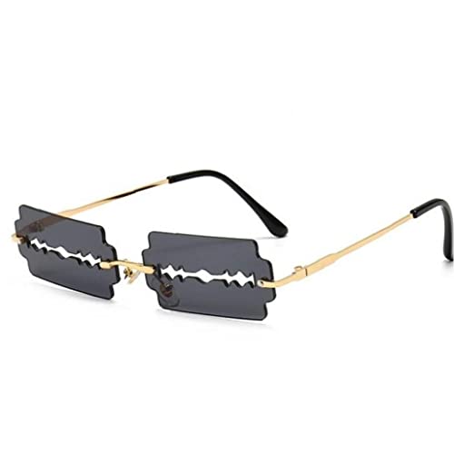 Trendy Rimless Sunglasses Vintage Unique Punk Glasses Shades Uv400 Protection