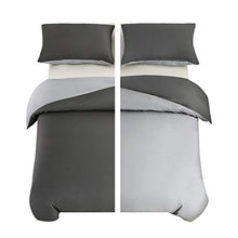 Load image into Gallery viewer, MOHAP Duvet Cover Set 3 PCS Double Plain Brushed Microfiber Bedding Duvet Cover with Pillowcases Dark Grey+Light Grey
