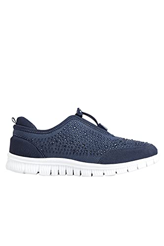 Yours - Navy Embellished Trainers in Extra Wide Eee Fit - Women's