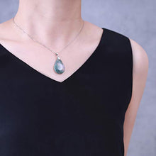 Load image into Gallery viewer, COAI 925 Sterling Silver Chain Teardrop Moss Agate Stone Pendant Necklace for Women
